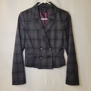 Express Black and Gray Plaid Women's Blazer